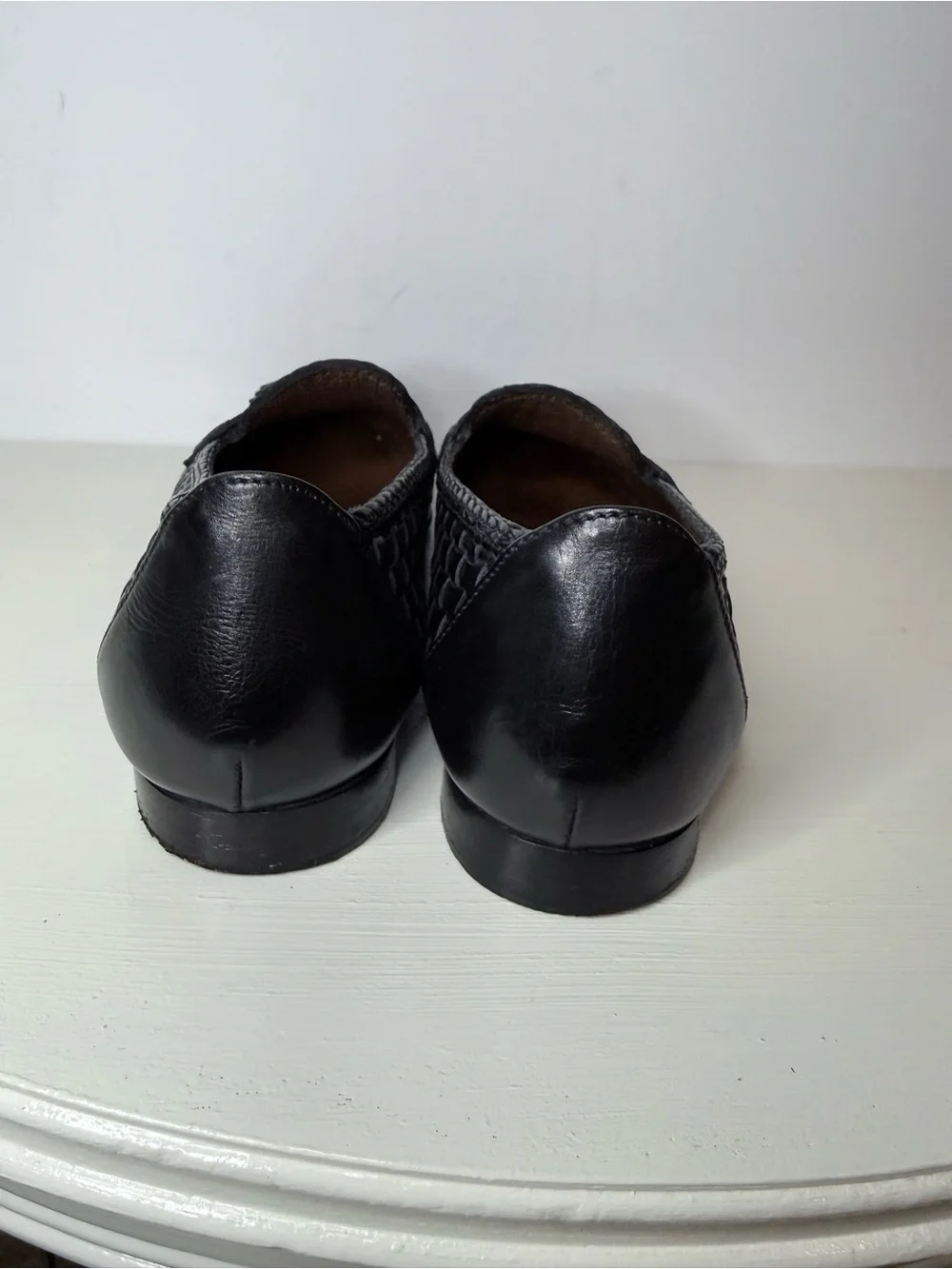 Cole Haan Black Woven Leather Tassel Loafers